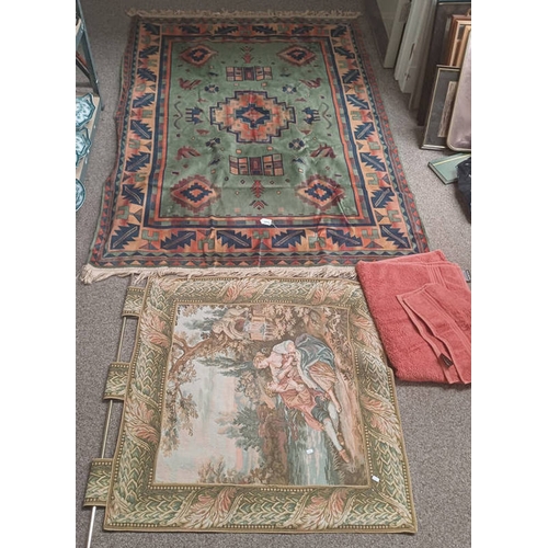 3415 - CLASSICAL SCENE WALL HANGING 93 X 87 CMS & RUG 136 X 200 CM ETC.