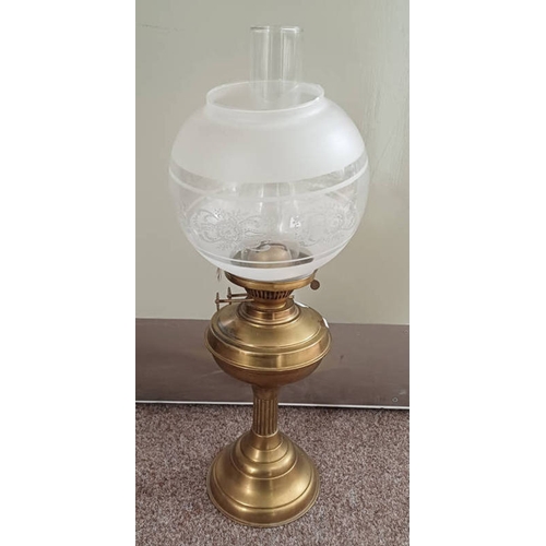 3418 - PARAFFIN LAMP WITH GLASS GLOBE SHADE