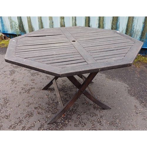 350 - MAHOGANY HEXAGONAL GARDEN TABLE