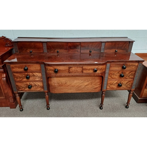 356 - 19TH CENTURY MAHOGANY SIDEBOARD WITH 4 LIFT PANEL DOORS OVER BASE WITH CENTRALLY SET LONG DRAWER OF ... 