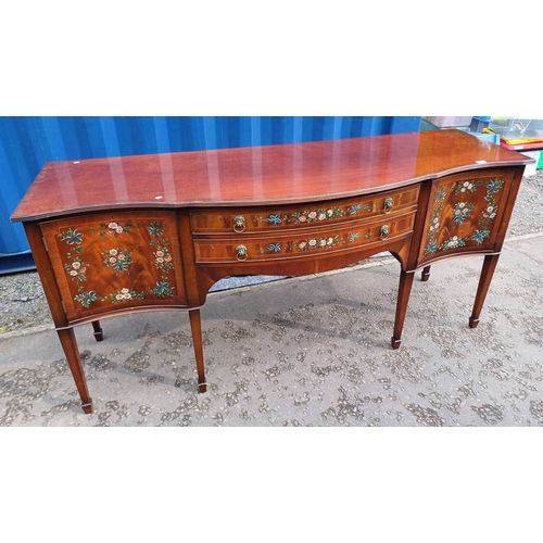 359 - 20TH CENTURY INLAID MAHOGANY SIDEBOARD WITH SERPENTINE FRONT & 2 CENTRALLY SET DRAWERS FLANKED ON EA... 