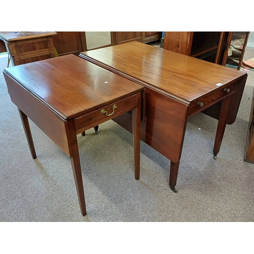 360 - LATE 19TH CENTURY MAHOGANY PEMBROKE TABLE WITH DRAWER TO END ON       SQUARE TAPERED SUPPORTS & 1 OT... 