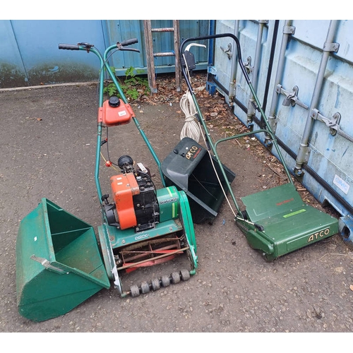 6017 - QUALCAST SUFFOLK PUNCH PETROL CYLINDER MOWER & SUPER RAKER 14 ELECTRIC GARDEN RAKE