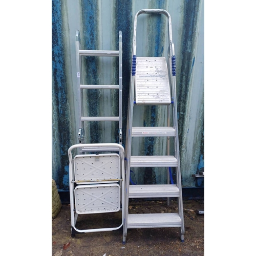 6019 - ABRU ADJUSTABLE PLATFORM LADDER & 2 OTHER LADDERS