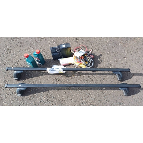 6027 - SET OF THULE CAR ROOF BARS, PAIR OF JUMP LEADS & VARIOUS OTHER CAR RELATED ITEMS