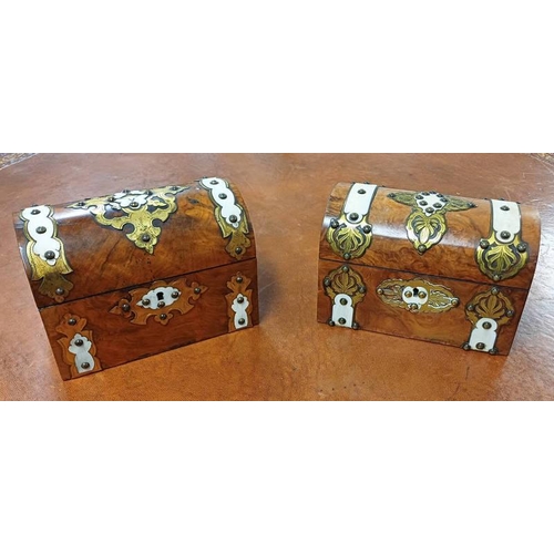 107 - 2 19TH CENTURY WALNUT TEA CADDIES WITH FITTED INTERIOR