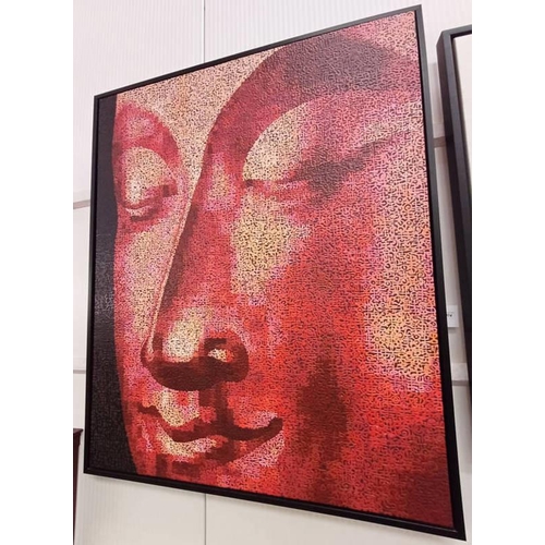 1074 - LARGE ABSTRACT PICTURE OF A FACE,  UNSIGNED,  150 X 120 CM