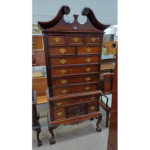 162 - LATE 20TH CENTURY MAHOGANY CHEST ON STAND WITH 5 SHORT OVER 4 LONG DRAWERS WITH 4 DRAWERS TO BASE WI... 