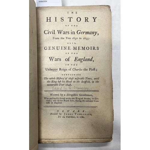 2083 - THE HISTORY OF THE CIVIL WARS IN GERMANY, FROM THE YEAR 1630 - 1635, WRITTEN BY A SHROPSHIRE GENTLEM... 