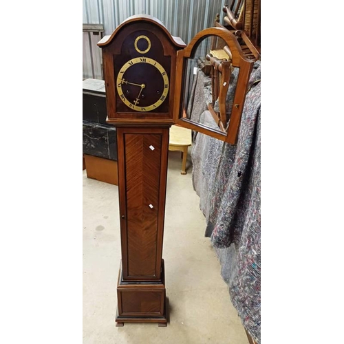 96 - EARLY 20TH CENTURY WALNUT GRANDMOTHER CLOCK, 159CM TALL