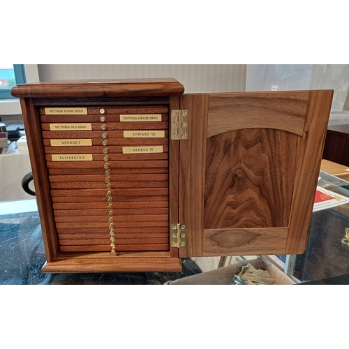 122 - 2 X COIN COLLECTORS CABINETS, FIRST SUITABLE FOR SHILLING SIZE AND LOWER, THE SECOND SIXPENCE AND LO... 