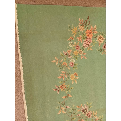 189 - LARGE CHINESE CARPET WITH GREEN & PINK FLORAL PATTERN