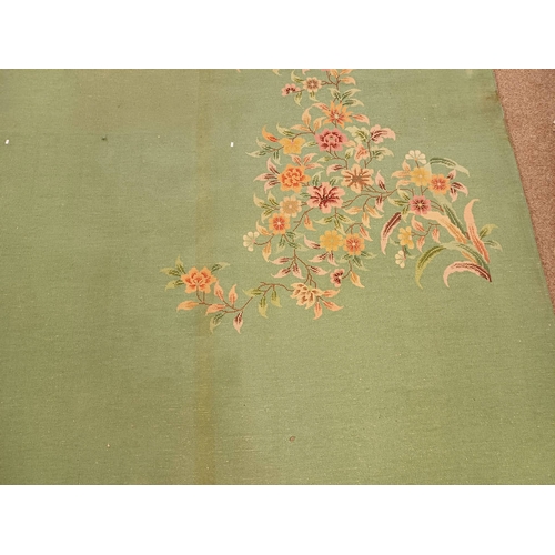 189 - LARGE CHINESE CARPET WITH GREEN & PINK FLORAL PATTERN