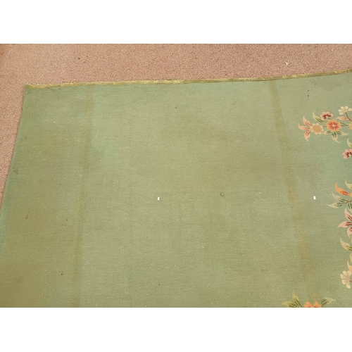 189 - LARGE CHINESE CARPET WITH GREEN & PINK FLORAL PATTERN