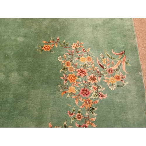 189 - LARGE CHINESE CARPET WITH GREEN & PINK FLORAL PATTERN