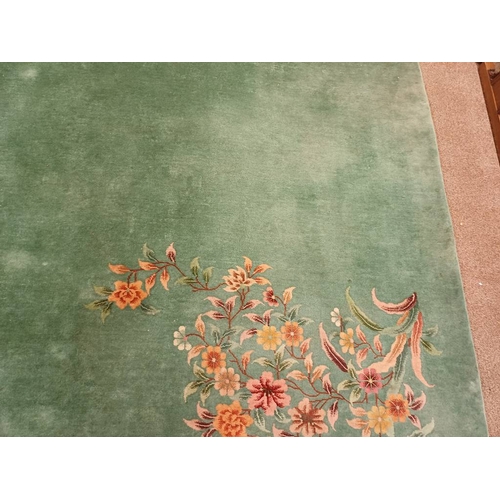 189 - LARGE CHINESE CARPET WITH GREEN & PINK FLORAL PATTERN