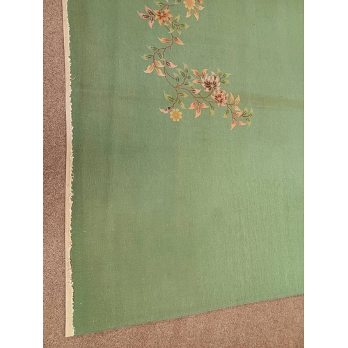 189 - LARGE CHINESE CARPET WITH GREEN & PINK FLORAL PATTERN