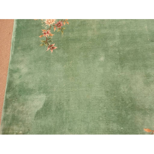 189 - LARGE CHINESE CARPET WITH GREEN & PINK FLORAL PATTERN