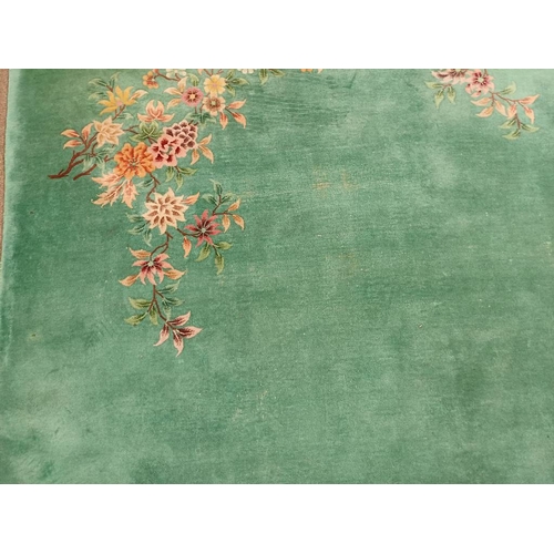 189 - LARGE CHINESE CARPET WITH GREEN & PINK FLORAL PATTERN