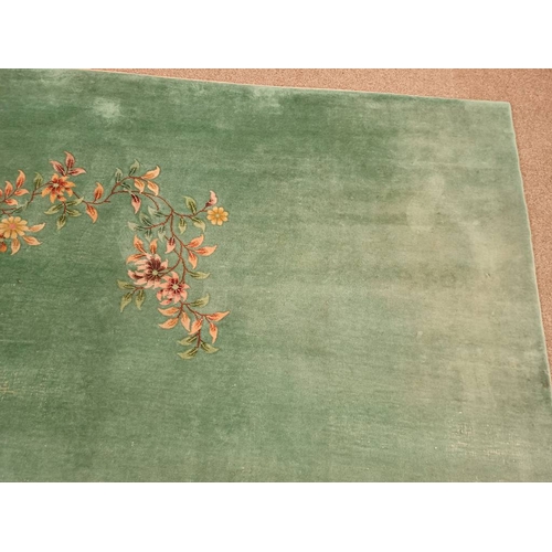 189 - LARGE CHINESE CARPET WITH GREEN & PINK FLORAL PATTERN