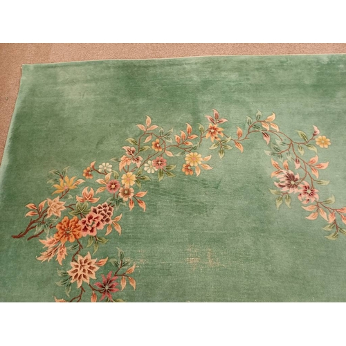 189 - LARGE CHINESE CARPET WITH GREEN & PINK FLORAL PATTERN