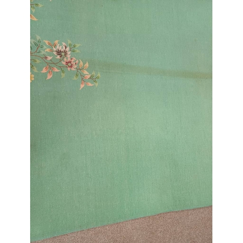 189 - LARGE CHINESE CARPET WITH GREEN & PINK FLORAL PATTERN