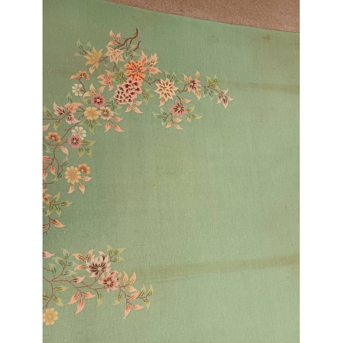 189 - LARGE CHINESE CARPET WITH GREEN & PINK FLORAL PATTERN