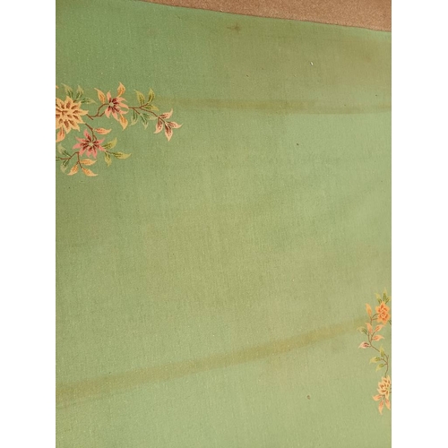 189 - LARGE CHINESE CARPET WITH GREEN & PINK FLORAL PATTERN