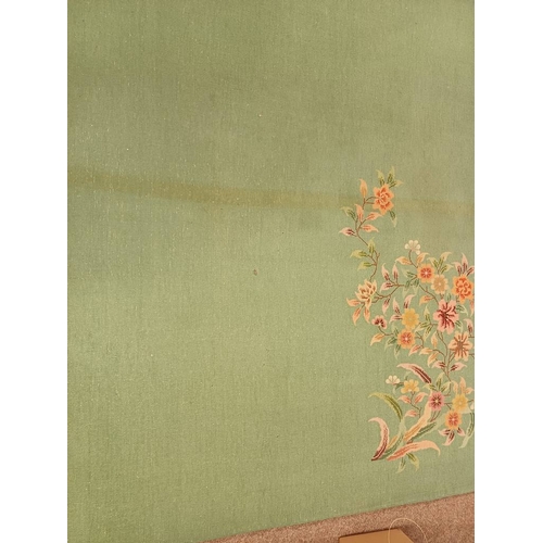 189 - LARGE CHINESE CARPET WITH GREEN & PINK FLORAL PATTERN