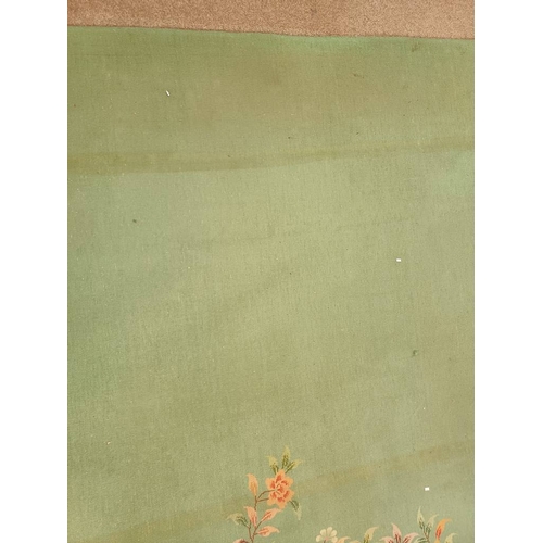 189 - LARGE CHINESE CARPET WITH GREEN & PINK FLORAL PATTERN