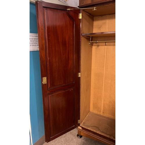 249 - LATE 19TH / EARLY 20TH CENTURY MAHOGANY WARDROBE WITH CENTRALLY SET MIRROR DOOR, 2 PANEL DOORS & 3 D... 