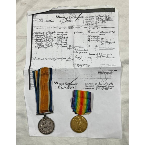 1087 - WW1 PAIR OF MEDALS TO ABLE SEAMAN A TEW ROYAL NAVY (SS 6641 A TEW AB RN)