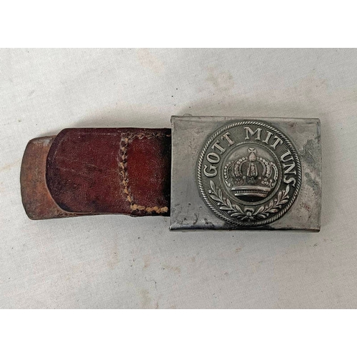 1094 - WW1 GERMAN BELT BUCKLE 'GOTT MIT UNS' WITH LEATHER MARKED 'GUST VOWE J & ELEERFELD 1916