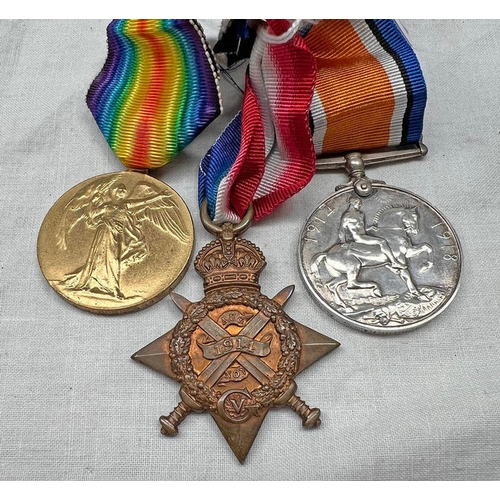 1117 - WW1 1914 STAR TRIO OF MEDALS TO T-34275 DRIVER J J DOUGLAS ARMY SERVICE CORPS, 1914 STAR MARKED T-34... 