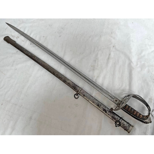 1162 - 1827 PATTERN RIFLE OFFICERS SWORD WITH 82.5CM LONG BLADE BY G DANIEL, ABERGAVENNY, ETCHED WITH SCROL... 