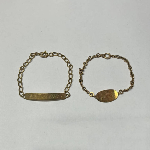 185 - 2 X 9CT GOLD ID BRACELETS - 11.5G