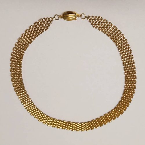 271 - 9CT GOLD FLAT LINK COLLAR NECKLACE - 40CM LONG, 23.2G