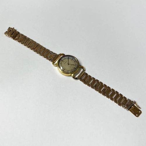 277 - 18CT GOLD LECOULTRE LADIES WRISTWATCH ON AN 18CT GOLD BRACELET - 31.1G, 16CM LONG