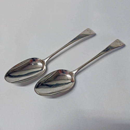 313 - PAIR GEORGE III SILVER TABLE SPOONS, LONDON 1799 - 130 G