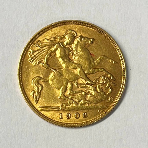 322 - EDWARD VII 1908 HALF SOVEREIGN