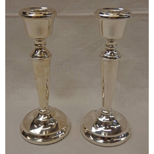 324 - PAIR OF SILVER CANDLESTICKS, 15.5 CM TALL, BIRMINGHAM 1976 BY FRANCIS HOWARD LTD