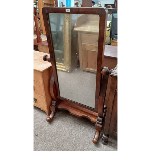 5003 - 19TH CENTURY MAHOGANY CHEVAL MIRROR, 137CM TALL