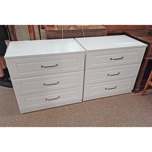 5017 - PAIR OF WHITE 3 DRAWER CHESTS, 76CM TALL X 80CM WIDE