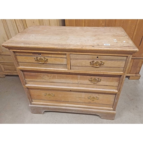 5032 - EARLY 20TH CENTURY PINE CHEST OF 2 SHORT OVER 2 LONG DRAWERS, 82CM TALL X 91CM WIDE