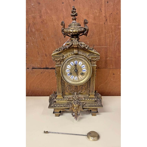 5037 - LATE 19TH OR EARLY 20TH CENTURY BRASS CLOCK THE WORKS SIGNED PARIS