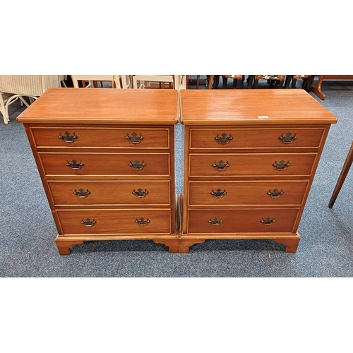 5042 - PAIR OF 20TH CENTURY WALNUT 4 DRAWER CHESTS ON BRACKET SUPPORTS, 74CM TALL X 61CM WIDE