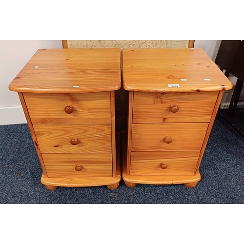 5054 - PAIR OF PINE 3 DRAWER BEDSIDE CHESTS