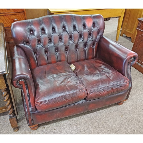 5067 - BUTTONED BACK OXBLOOD 2 SEATER SETTEE