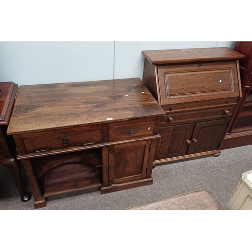 5101 - HARDWOOD KNEE-HOLE DESK WITH FALL FRONT DRAWER & SINGLE DRAWER OVER PANEL DOOR.  80 CM TALL X 102 CM... 