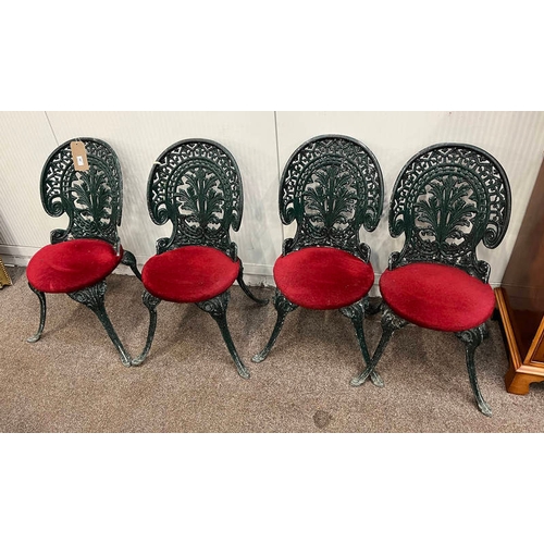 5126 - SET OF 4 PAINTED METAL GARDEN CHAIRS WITH DECORATIVE BACKS